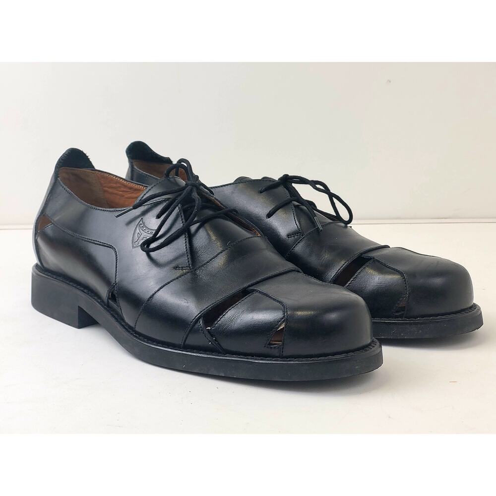Toschi Luxury Black Leather Open Cutout Shoes Made in Italy Sz 9.5